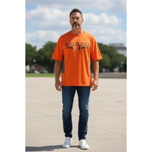 Miami Hurricanes T-Shirt Mens L Orange Athletic Graphic Tee NCAA